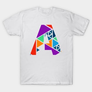 Mosaic Art Letter A Art Floral Pattern T-Shirt